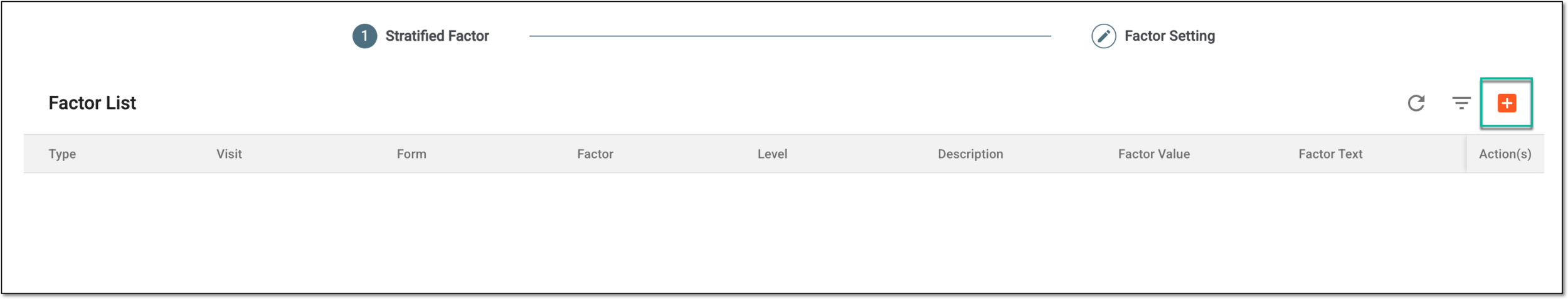 Selecting option to add stratification factor