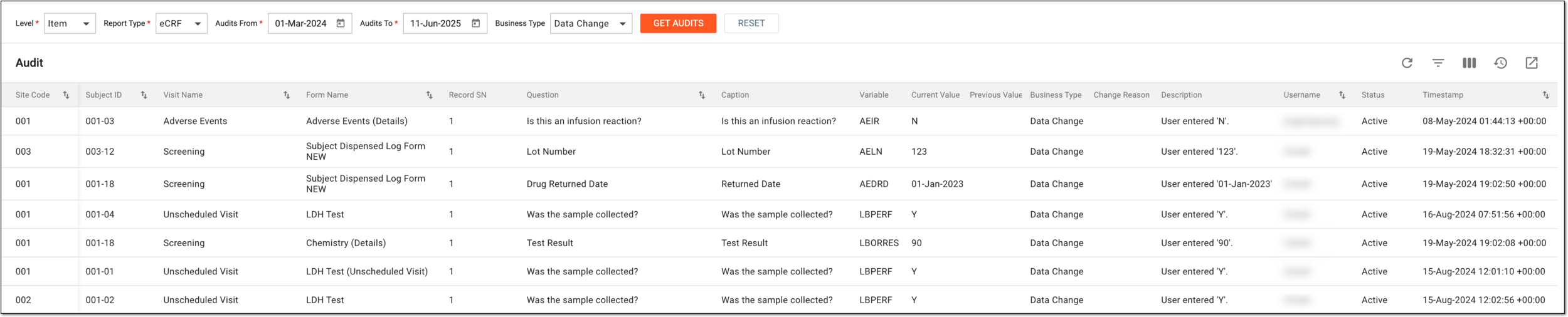 Example of generated audit report