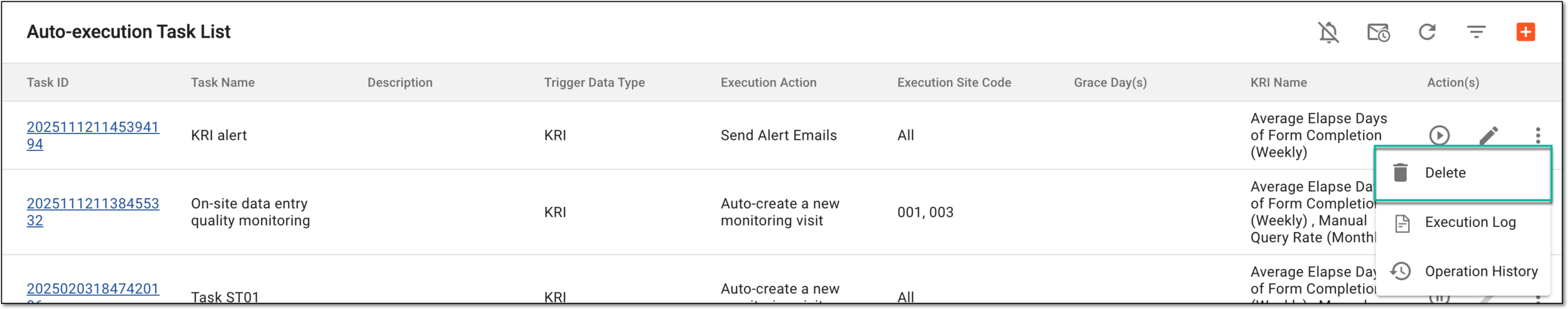 Deleting autoexecution task