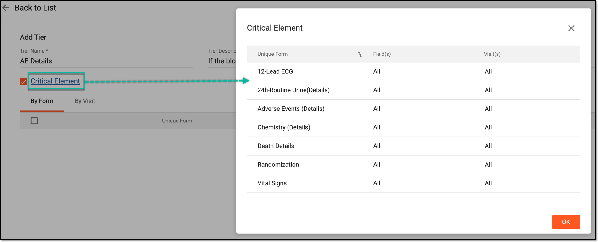 Accessing critical element preview