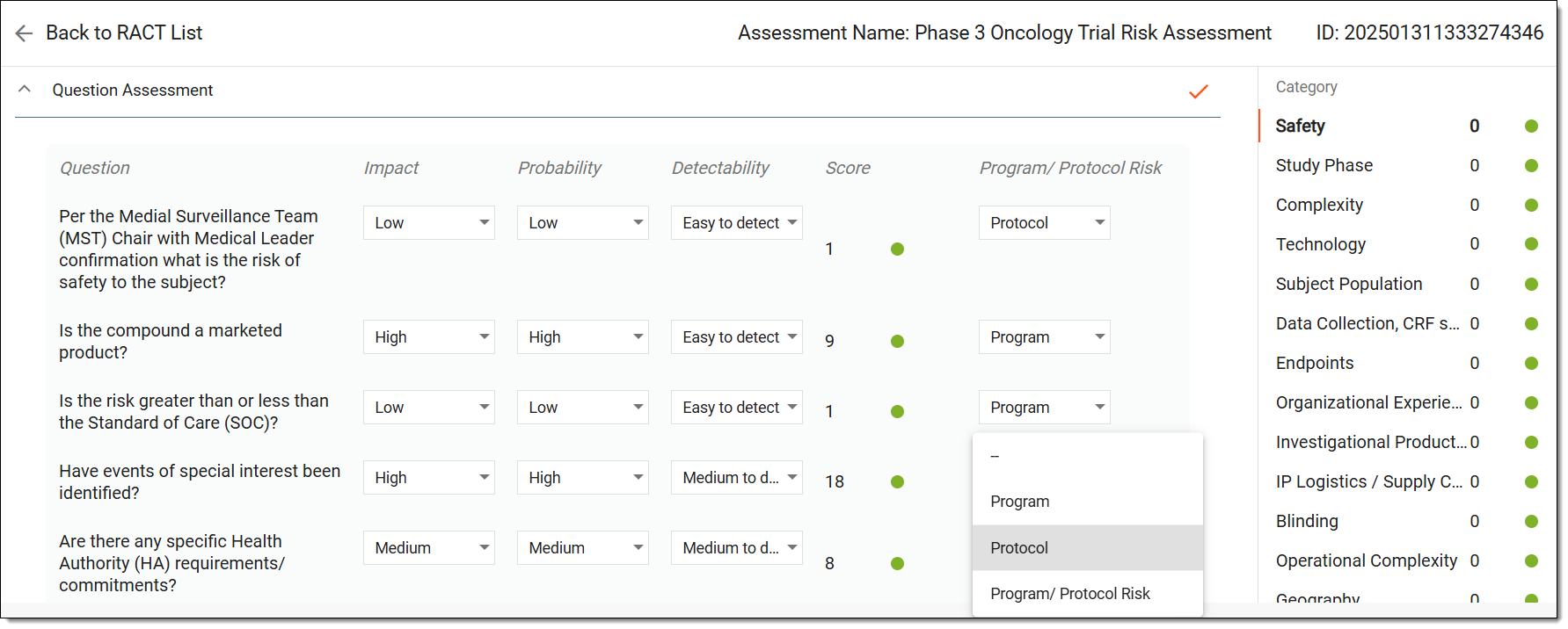 Assessing questions