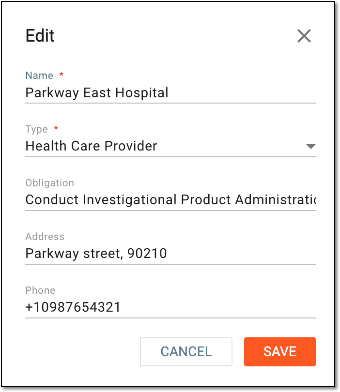 Editing participating organization details