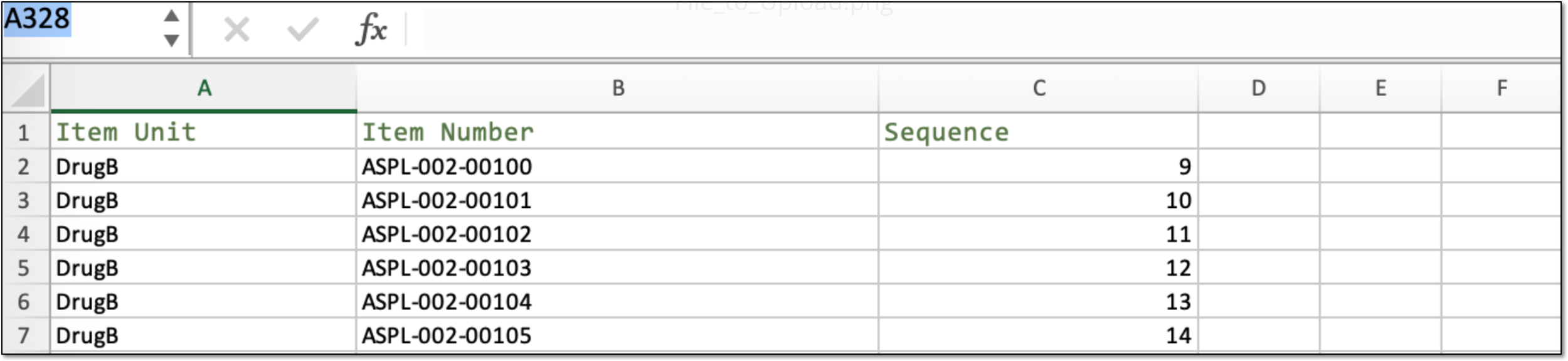 Viewing sample of file to upload