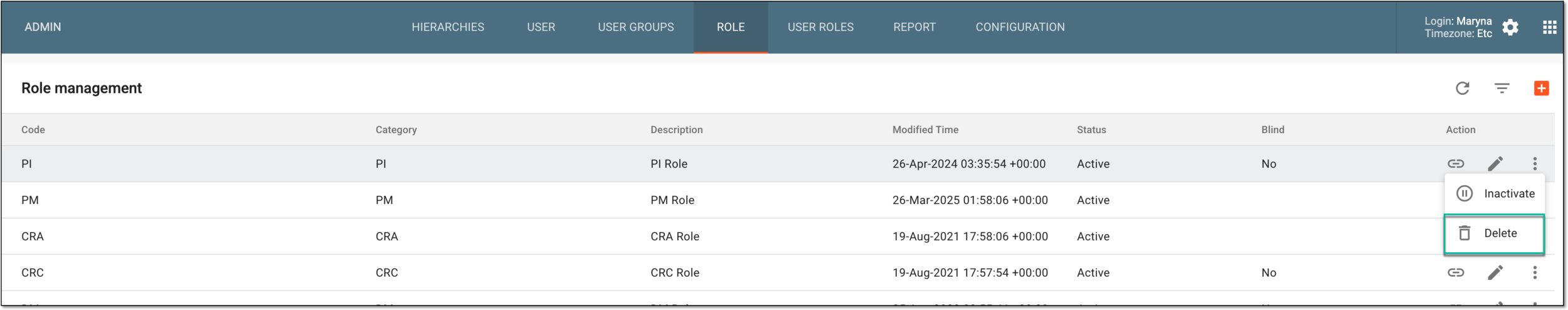 Deleting role