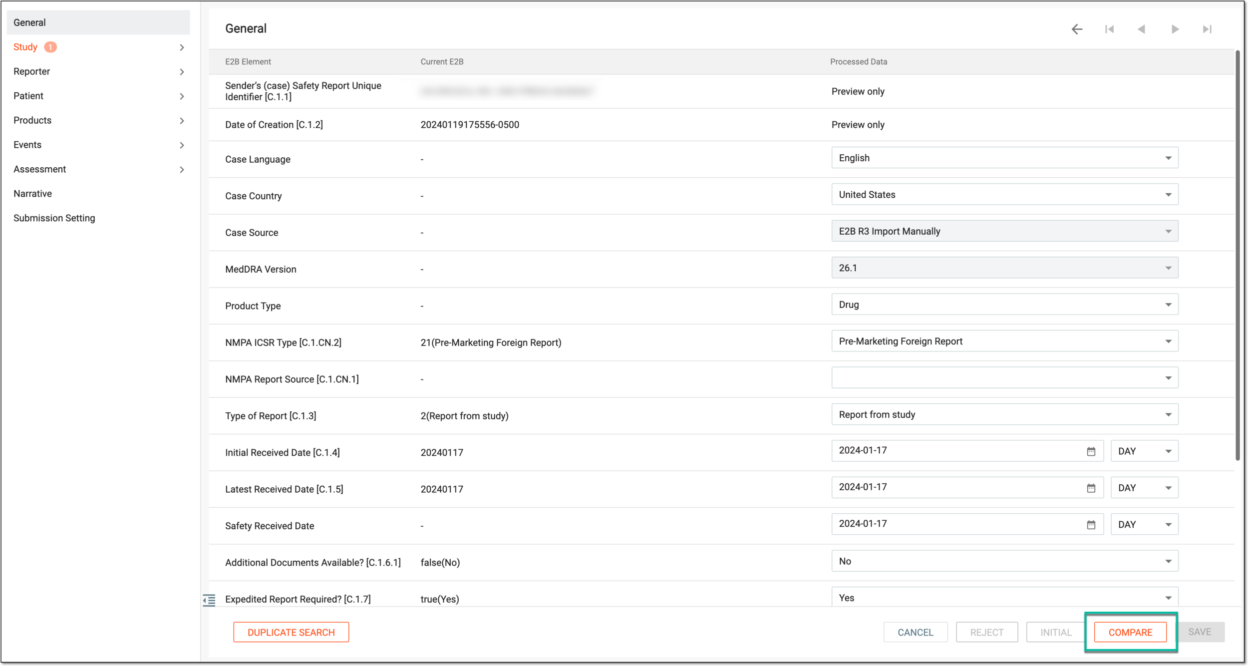 Selecting to compare data