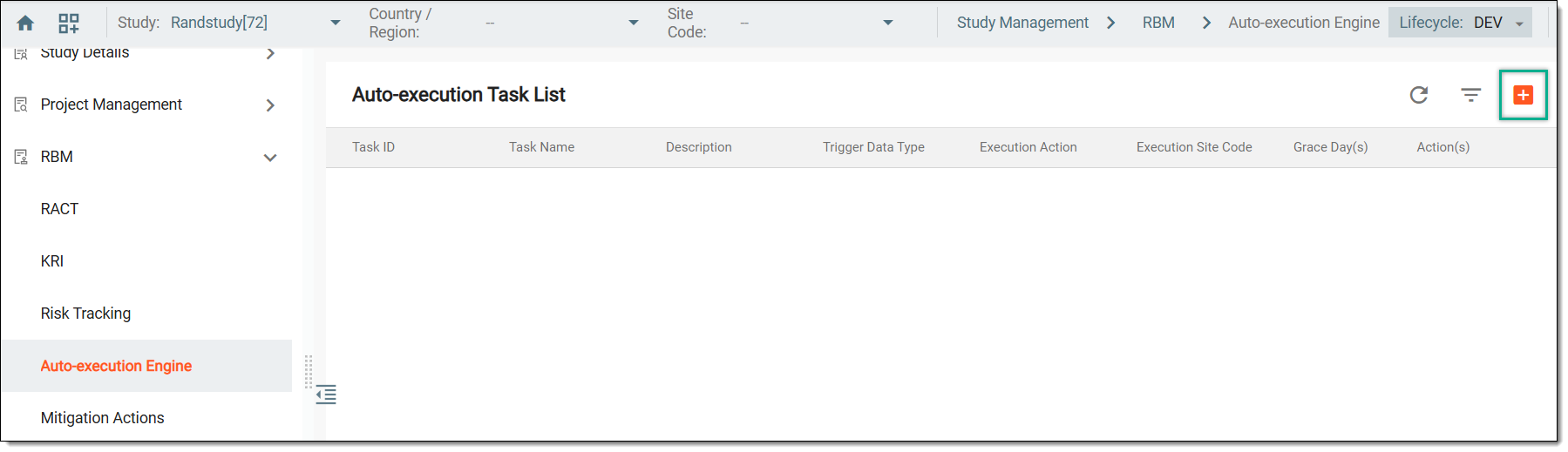 Selecting option to add task