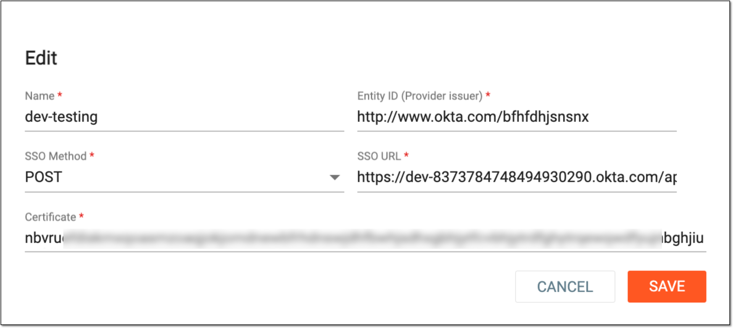 Editing identity provider