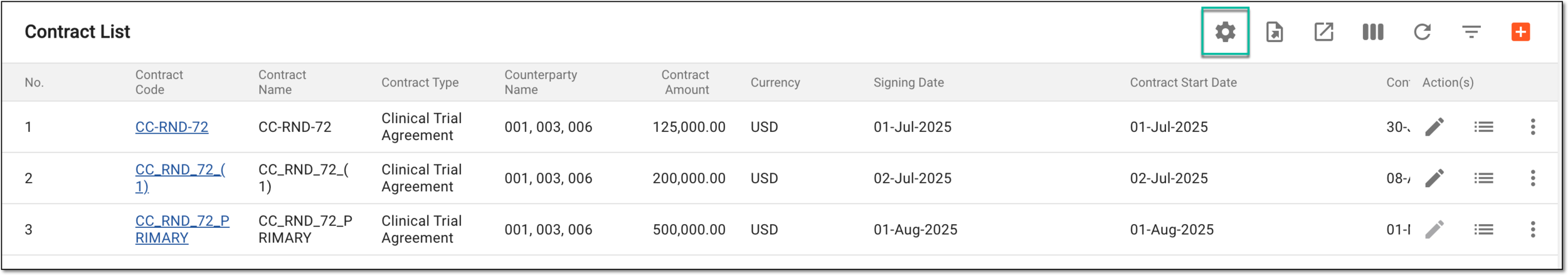 Accessing contract audit setting