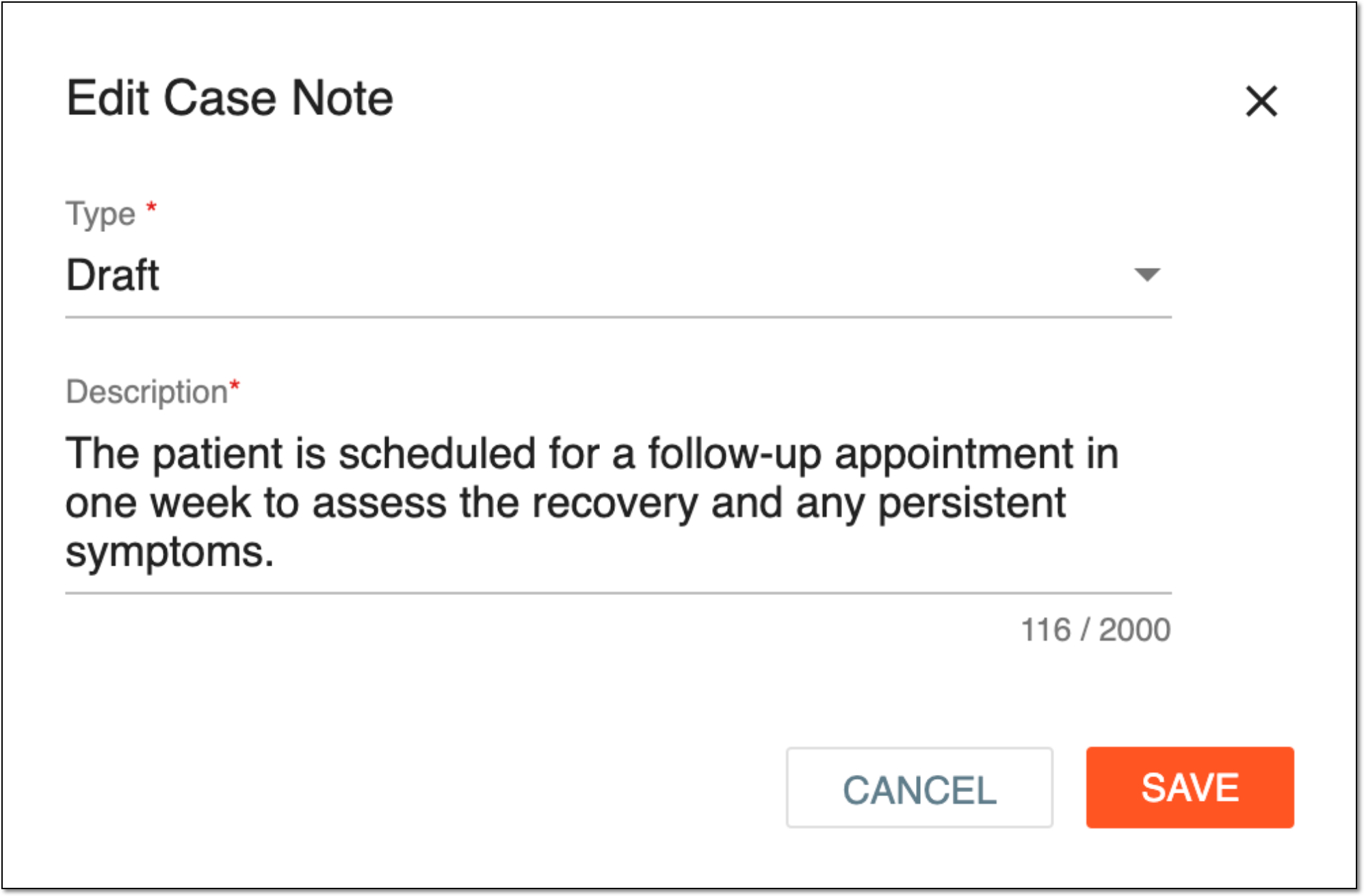 Editing case note details
