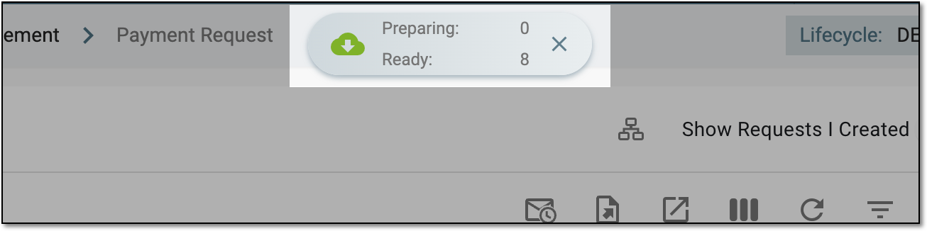 Downloads widget for payment request list
