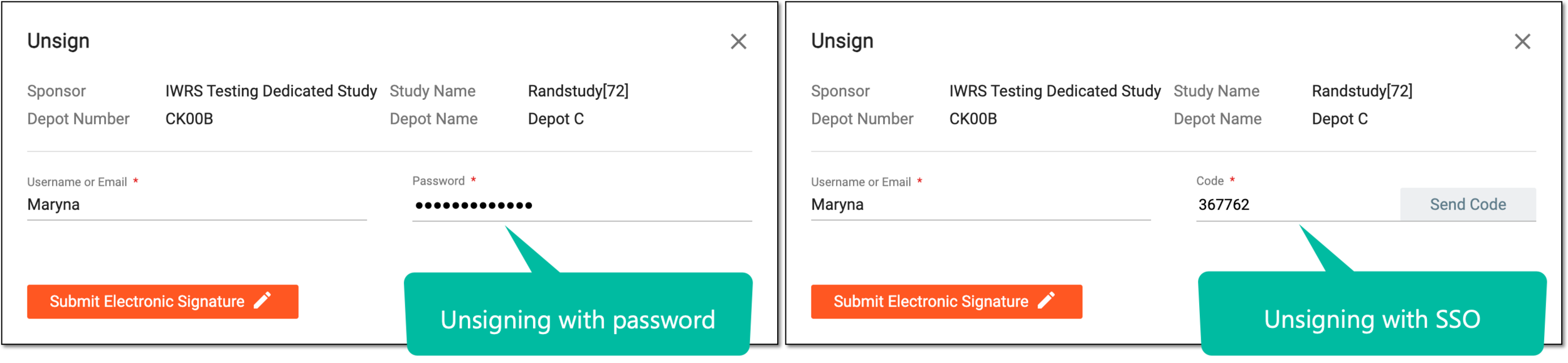 Providing credentials to retrieve signature