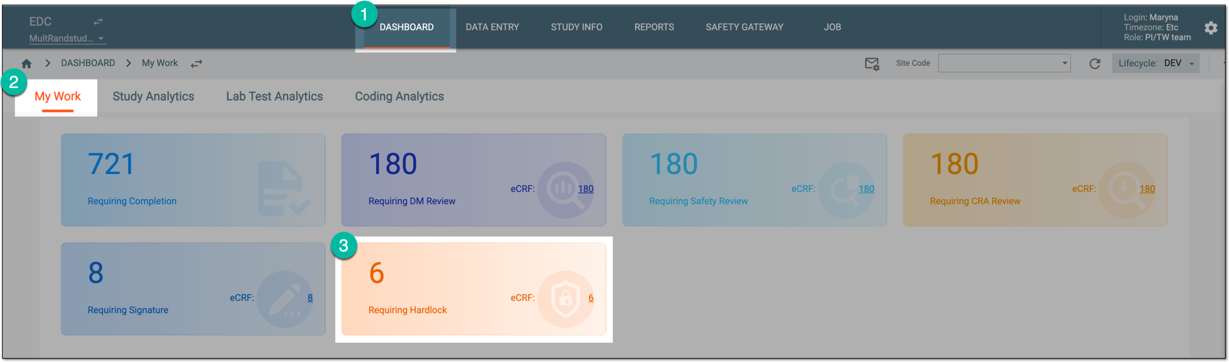 Accessing hard-lock tasks from dashboard