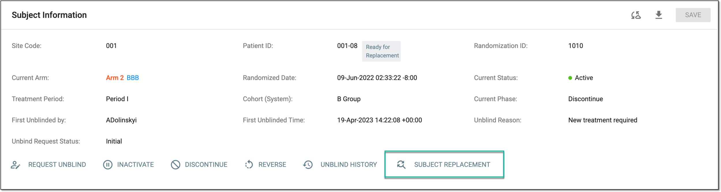 Accessing subject replacement request to revoke