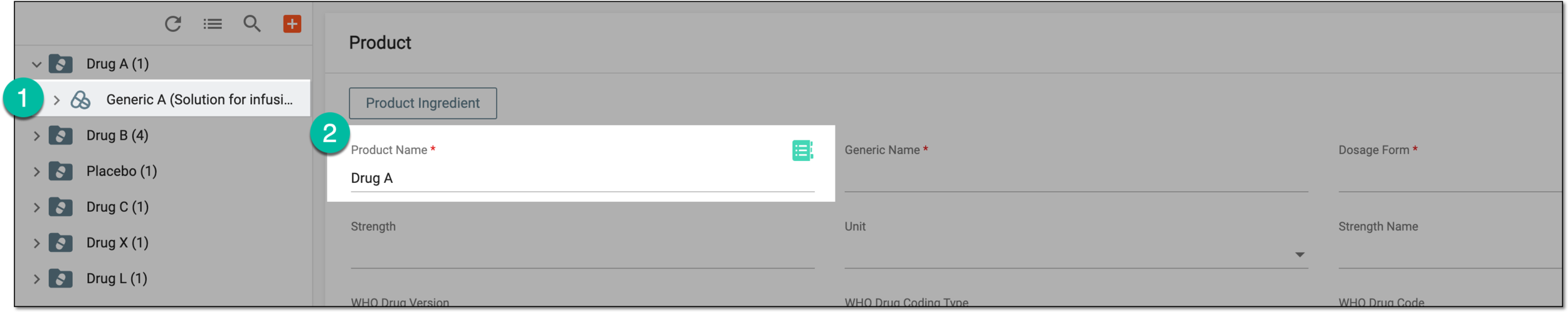 Selecting product to code