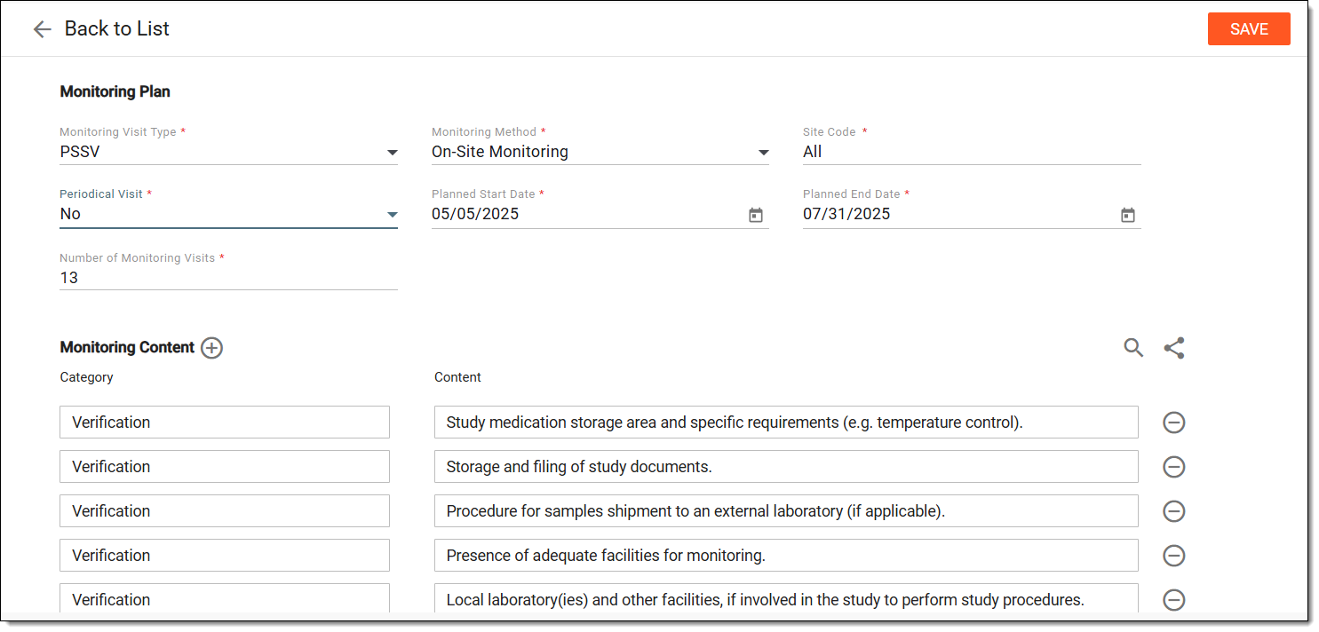 Editing monitoring plan