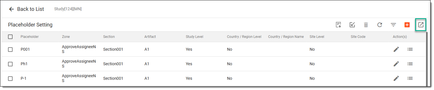 Exporting placeholder settings