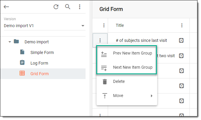 Inserting row at specific position in grid form