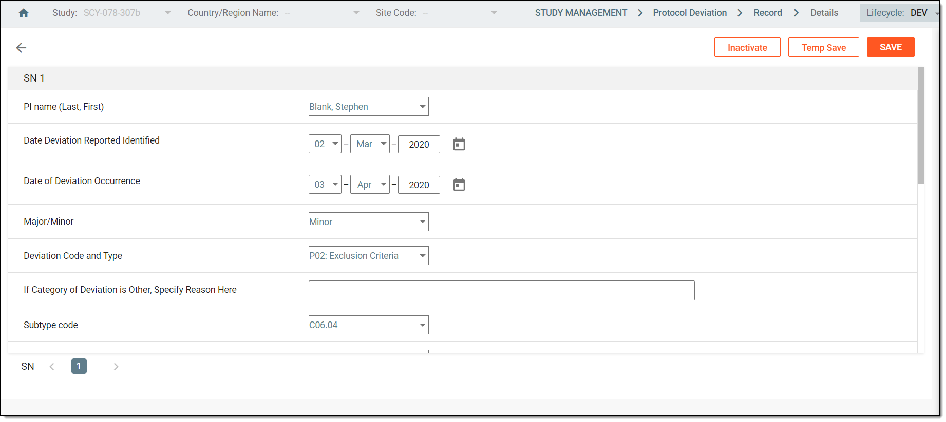 Filling protocol deviation template form