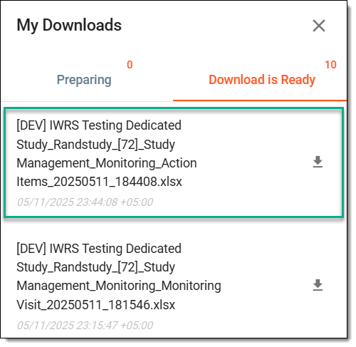 Downloading action items report