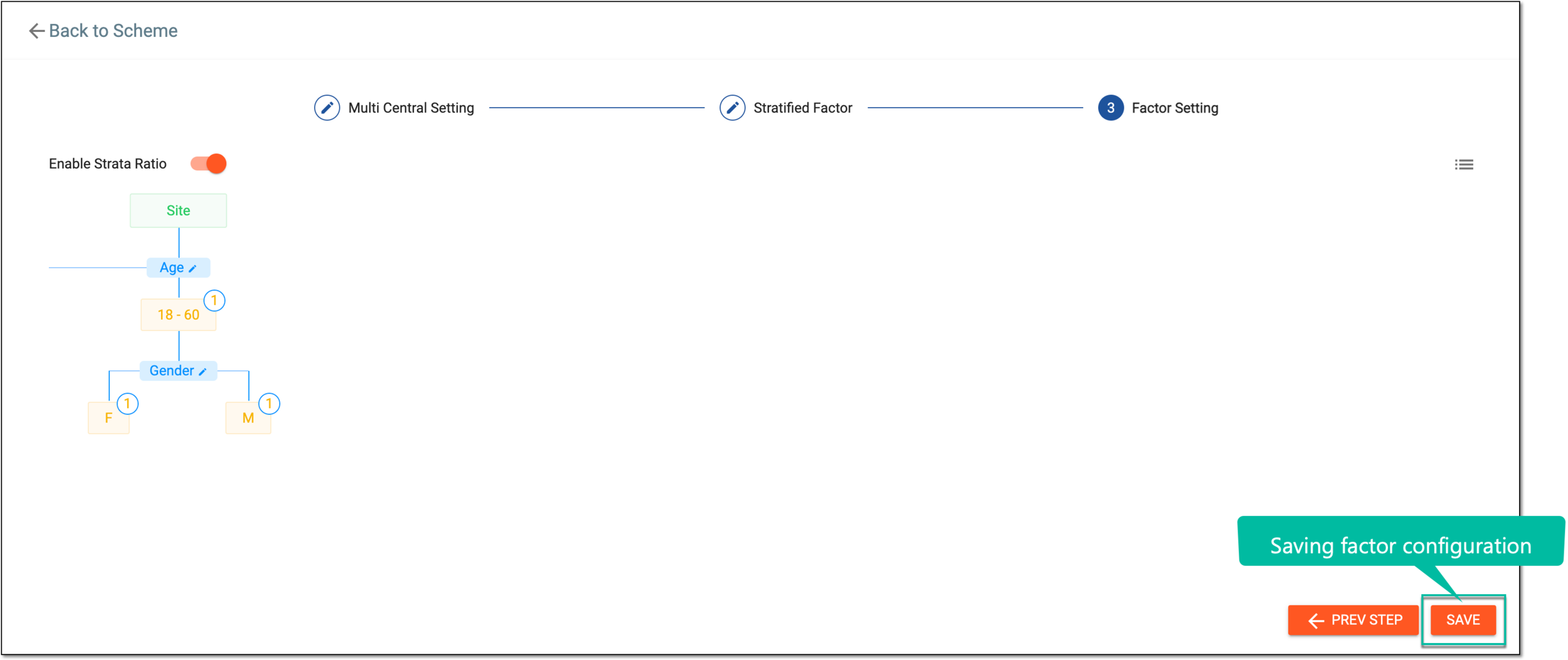 Saving factor configuration
