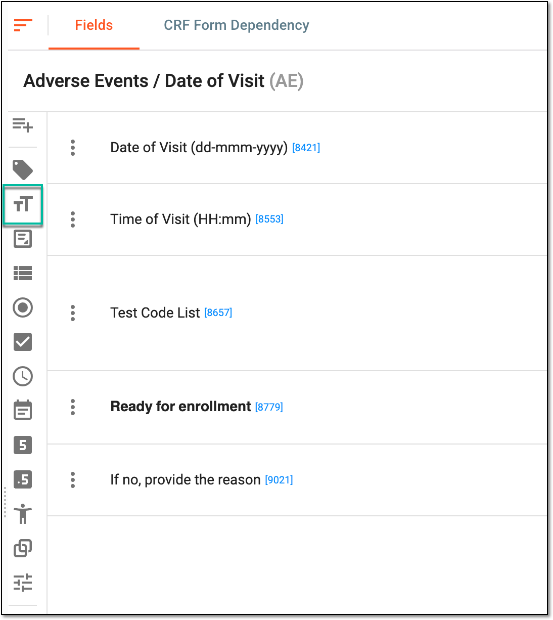 Selecting text item