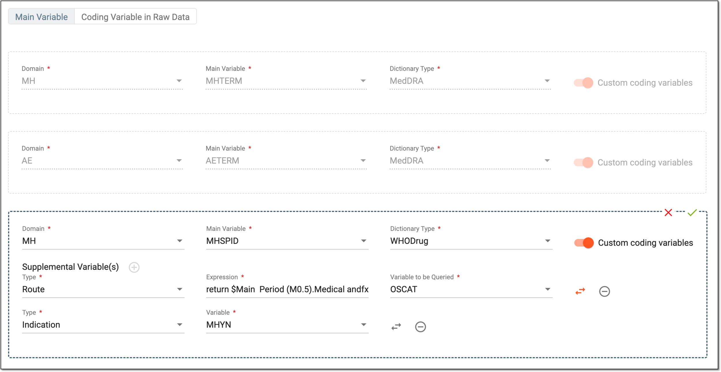 Configuring main variable