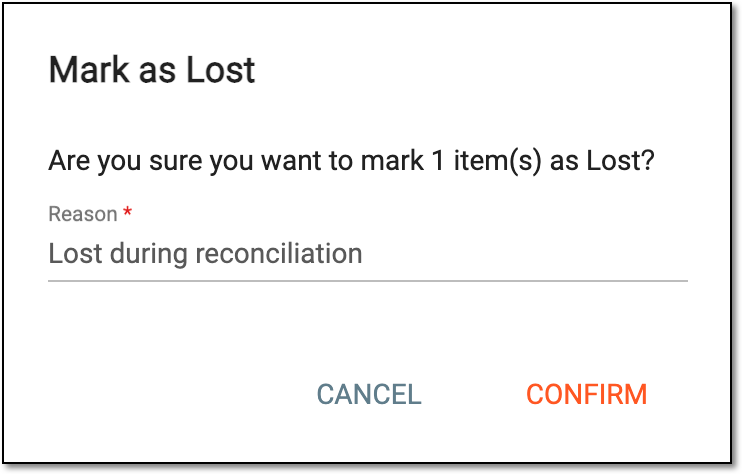 Marking item as lost
