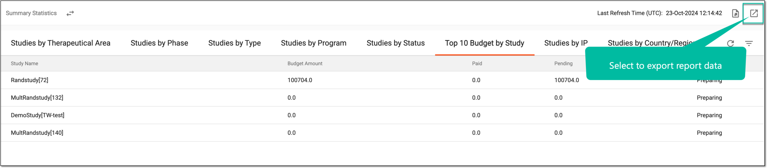 Exporting report data