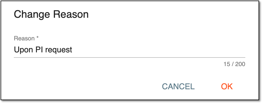 Stating reason of subject activation/inactivation