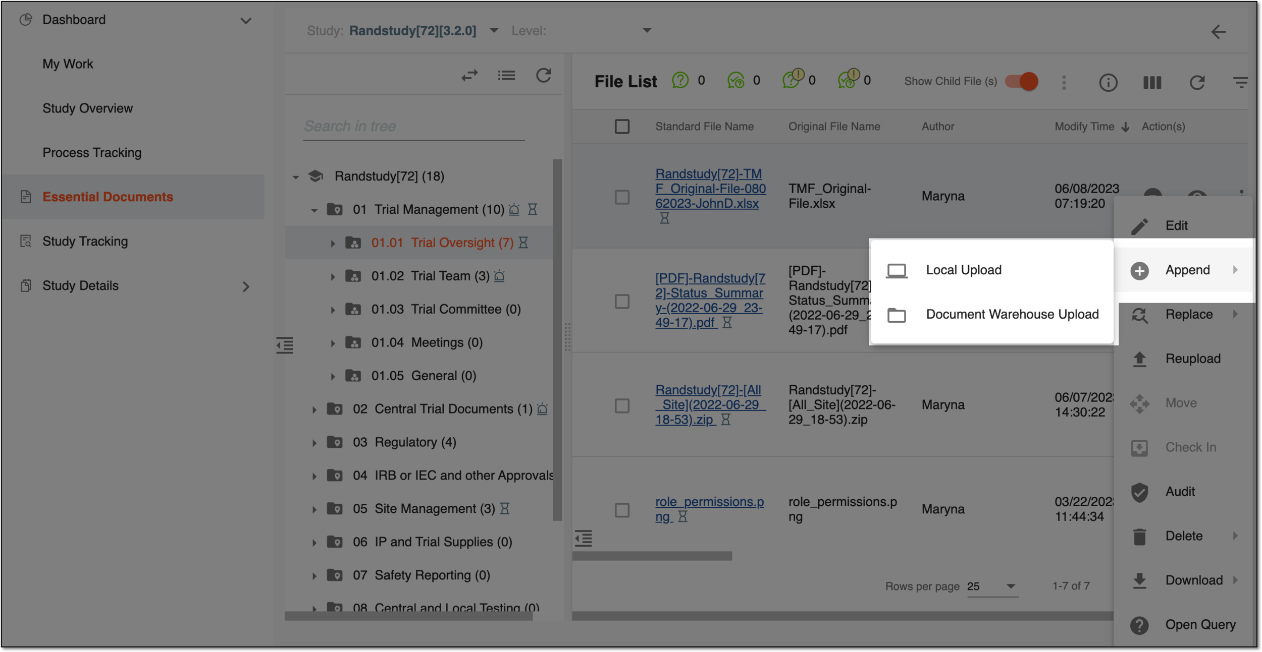 File appending options
