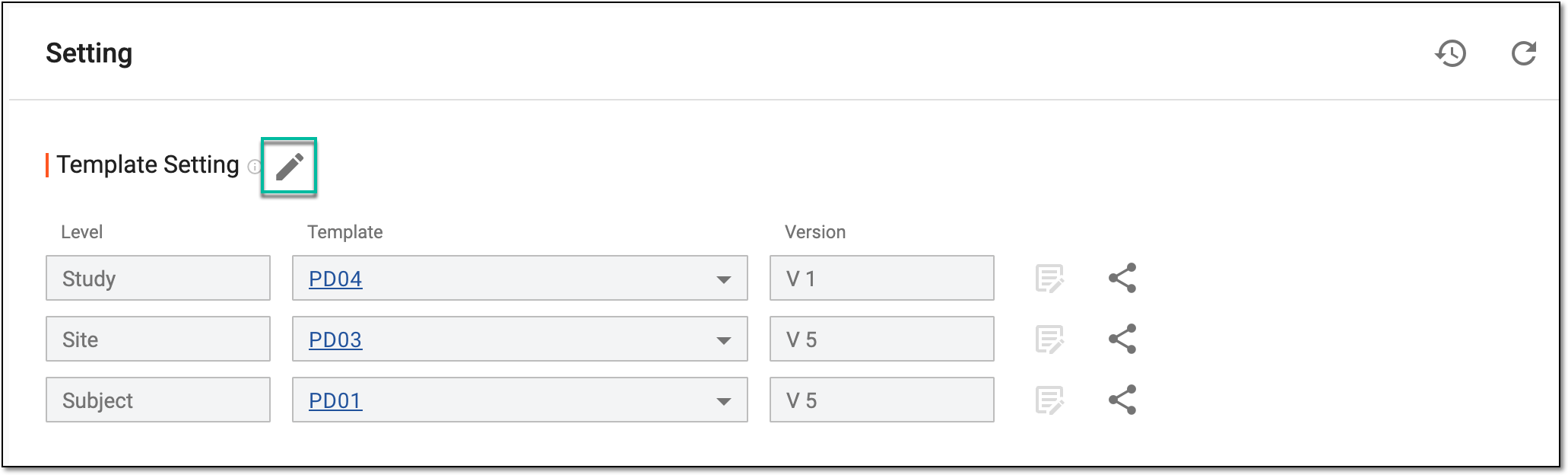 Selecting option to set up template