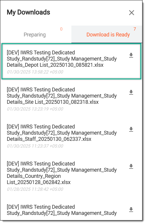 Downloading depot list