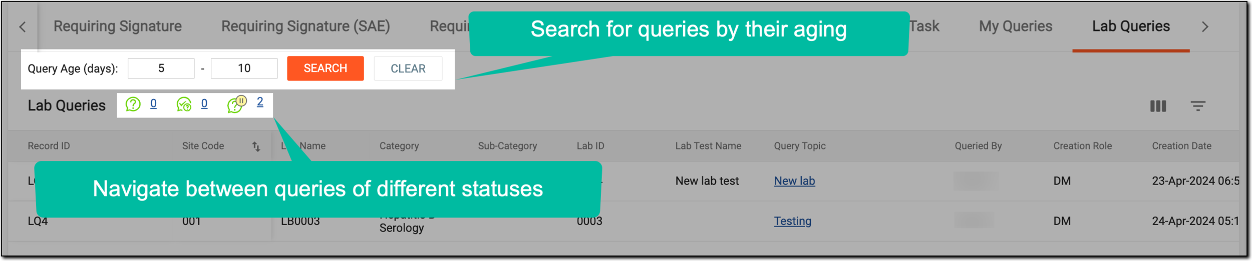 Locating queries