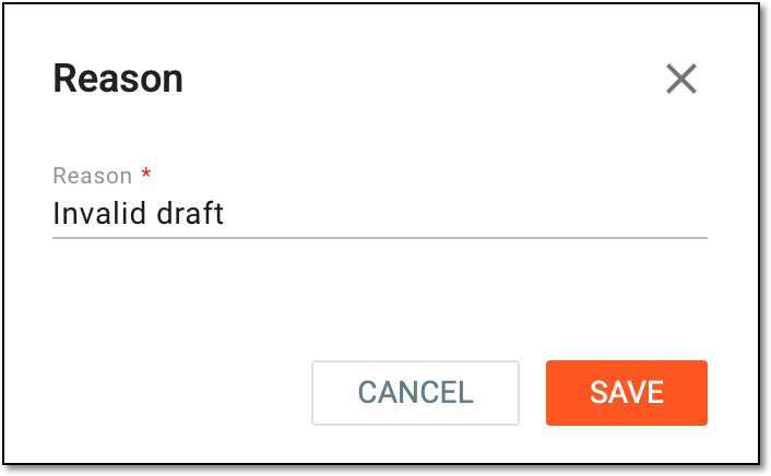 Providing reason for payment request deletion