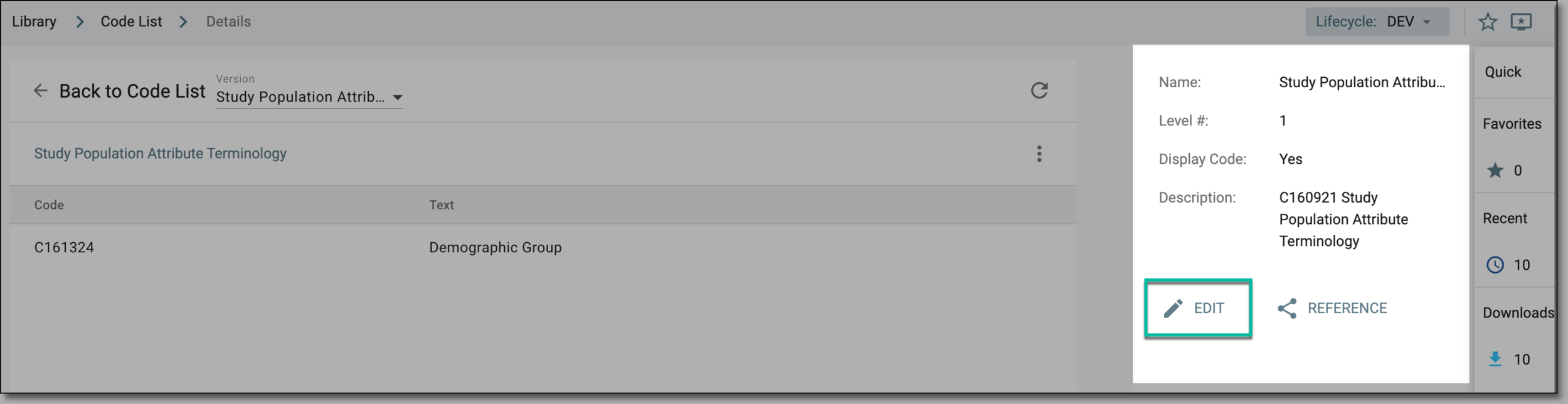 Accessing alternate option to edit code list