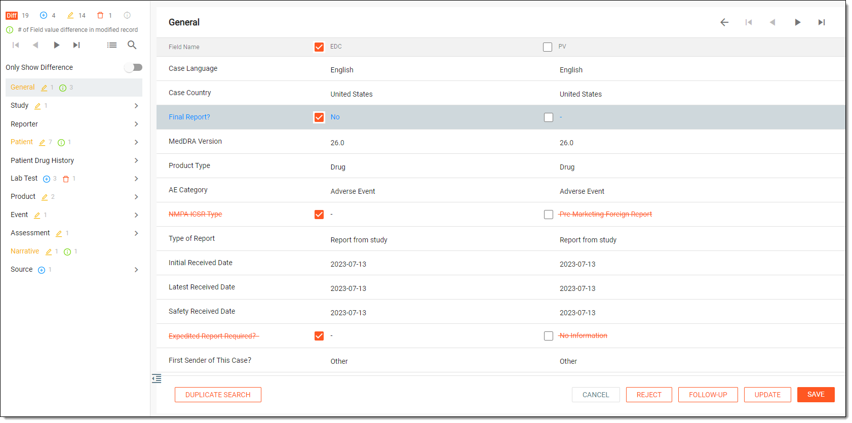 Reviewing follow-up safety data