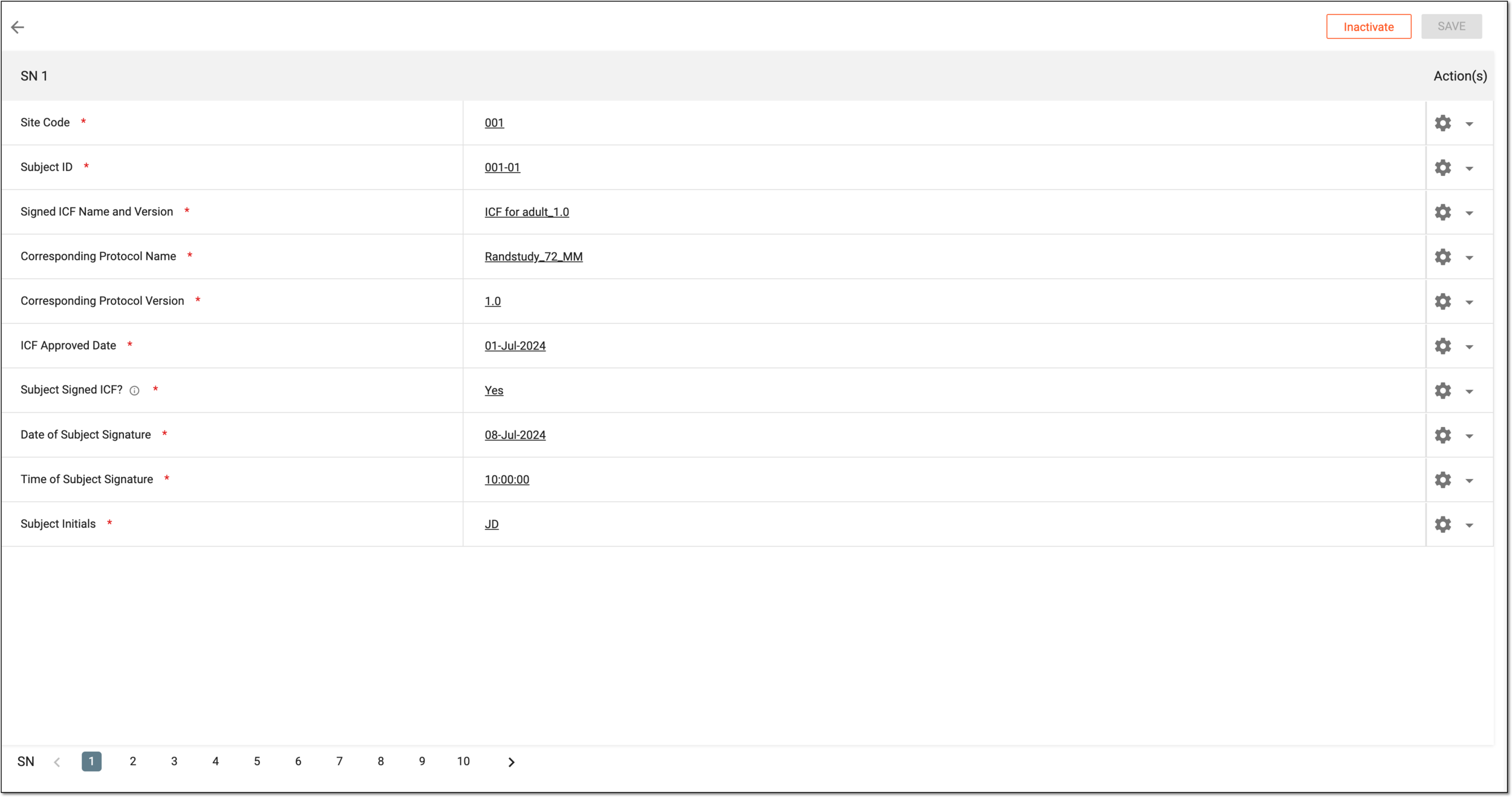 Reviewing ICF tracking record details