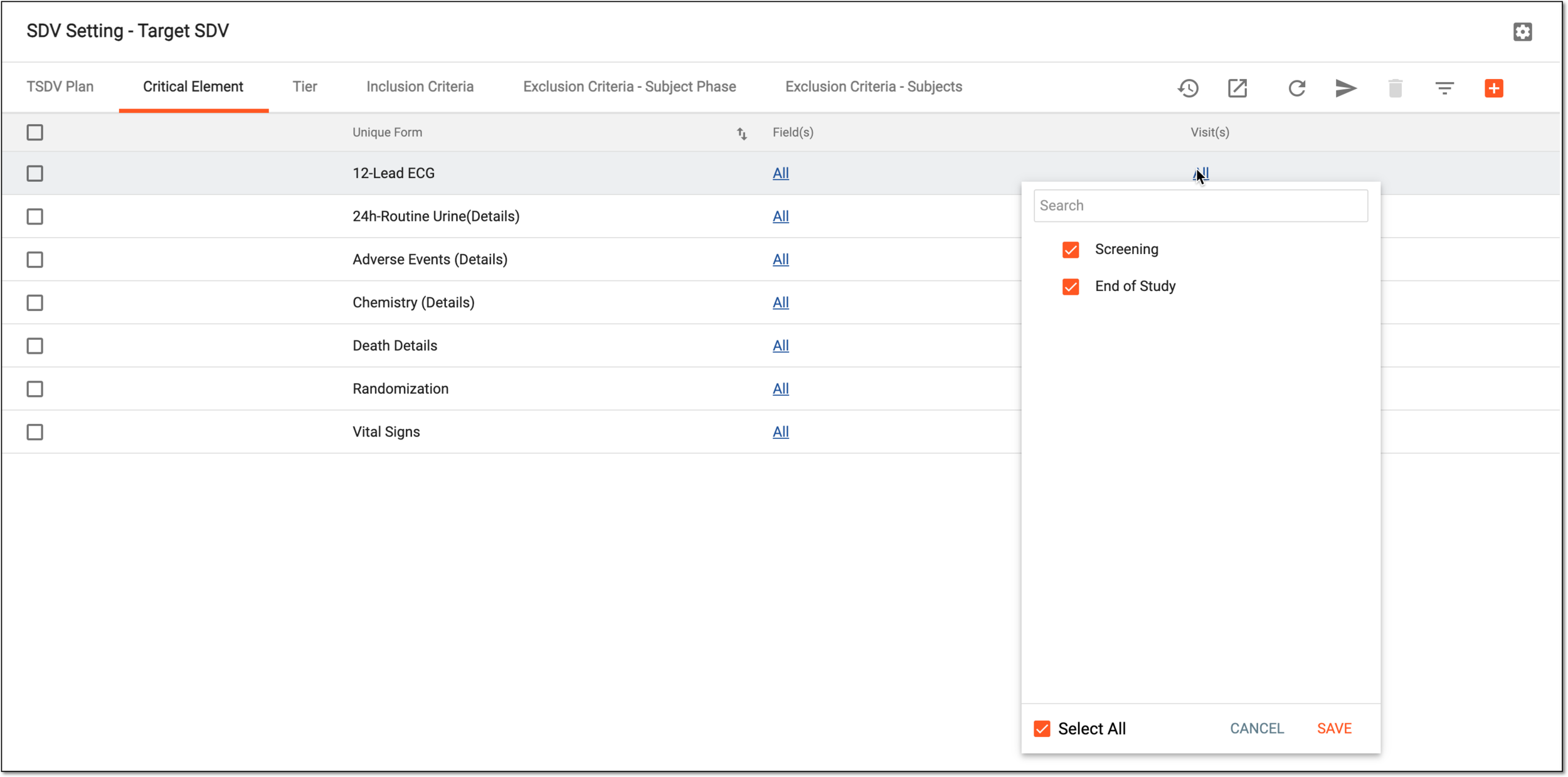 Selecting visits for SDV