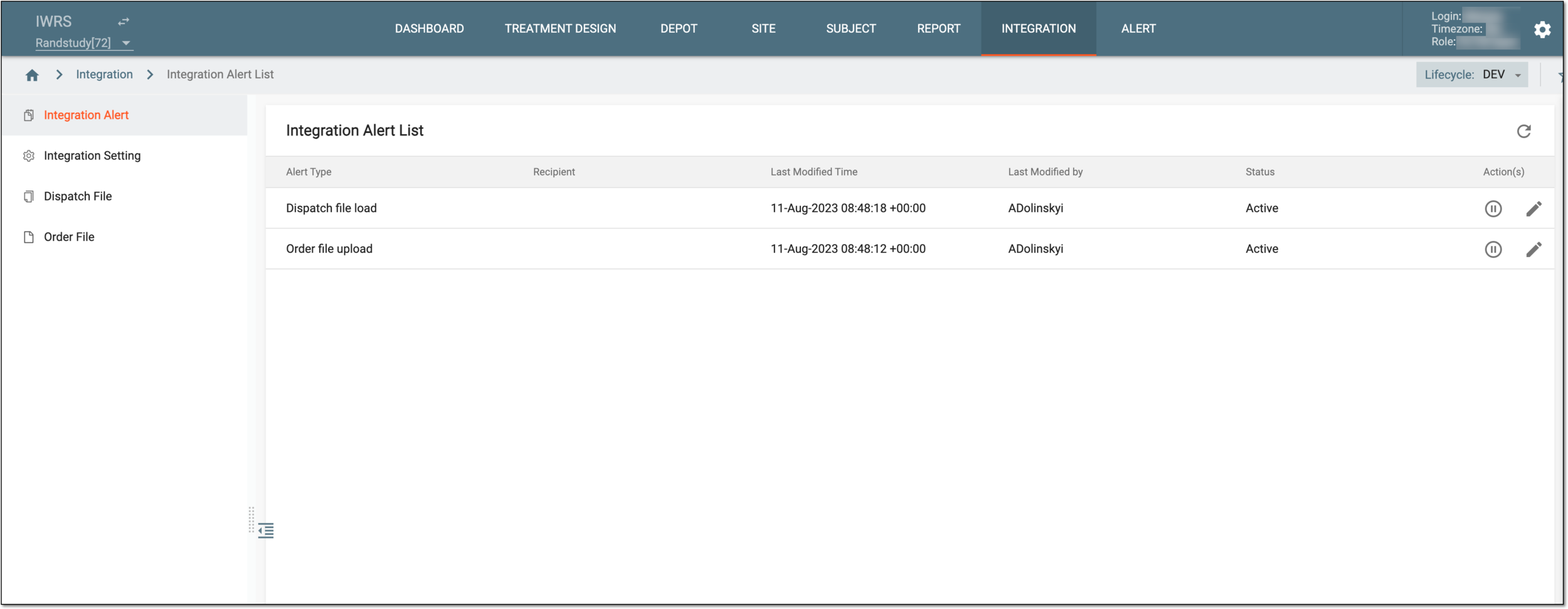 Integration functionality of IWRS