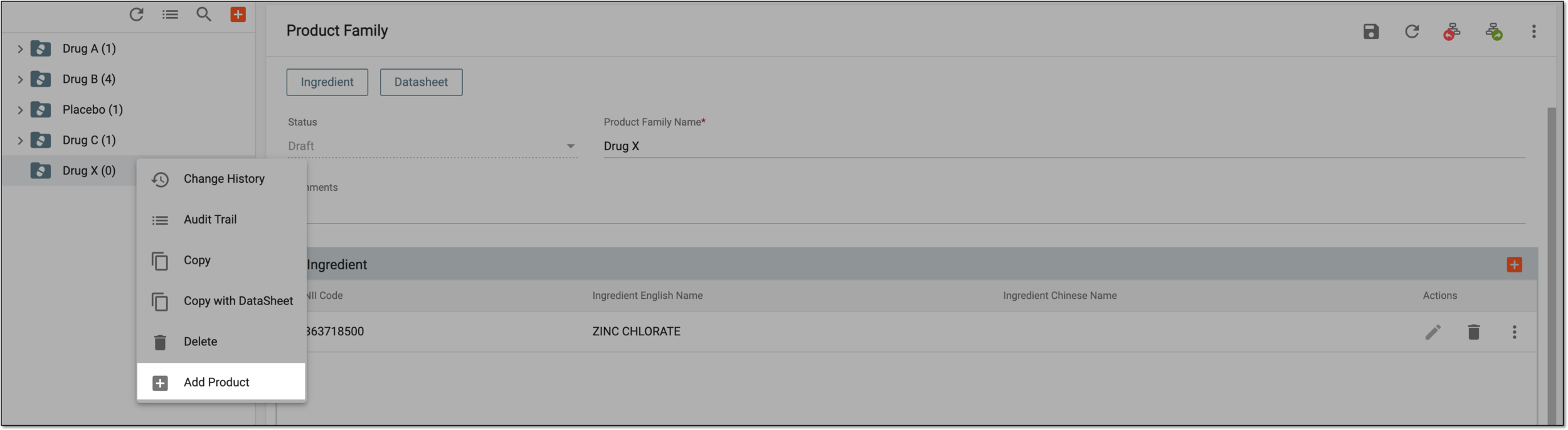 Adding product to product family