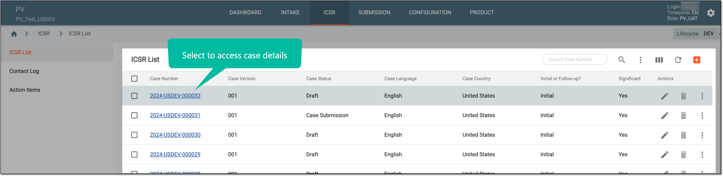 Accessing case details