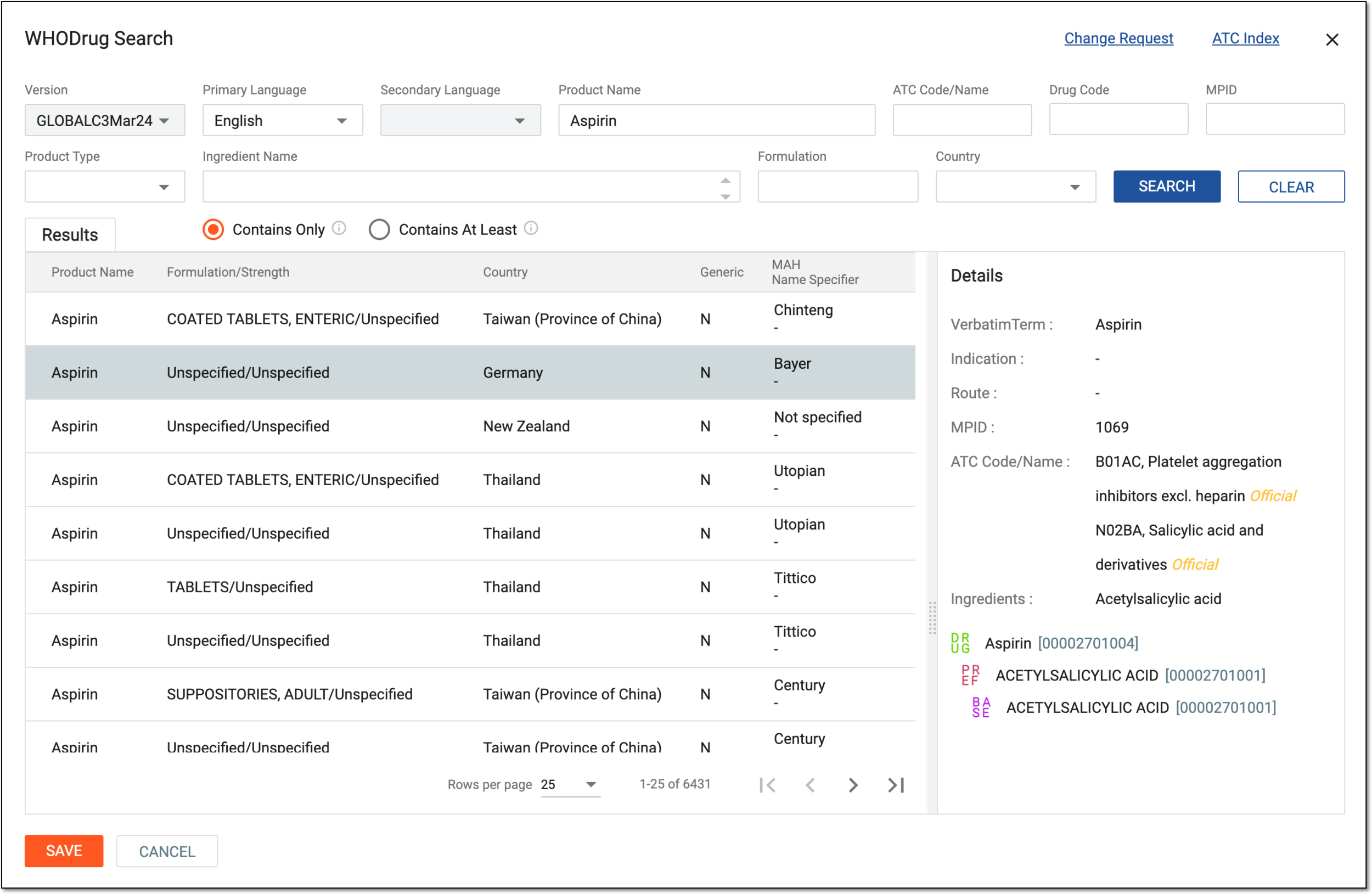 Example of coding product with WHODrug