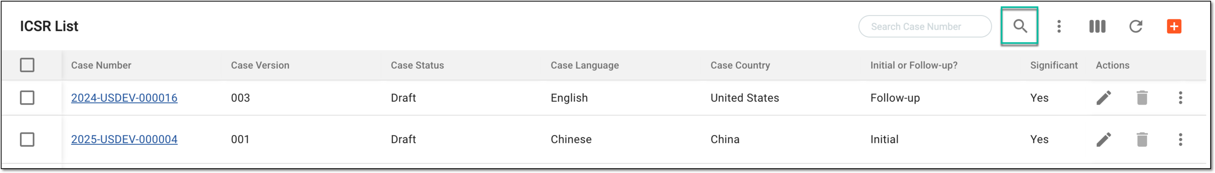 Example of accessing advanced search