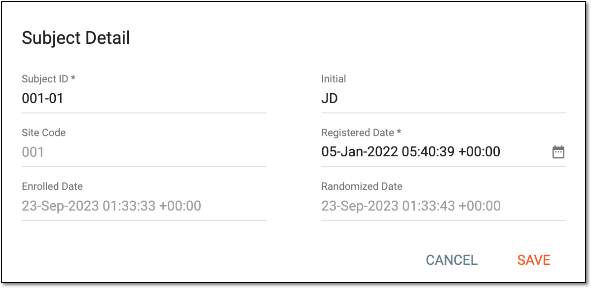 Updating subject details