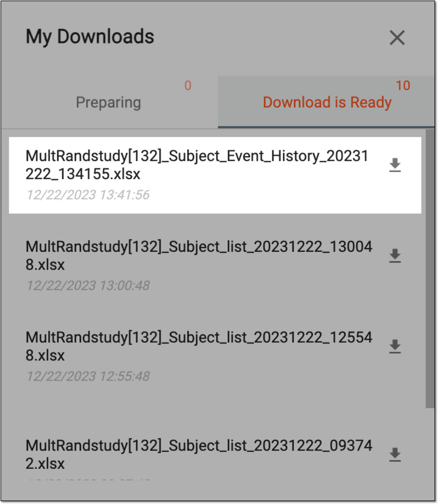 Viewing downloads