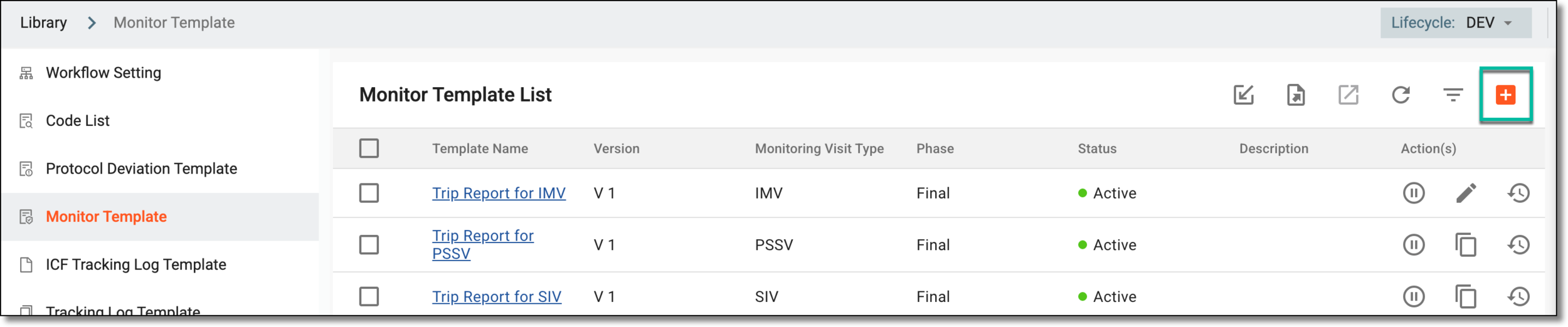 Selecting to create new monitor template