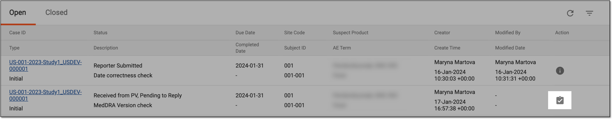Selecting query to review