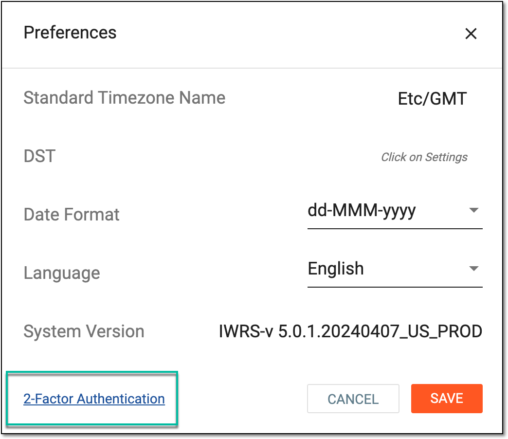 Accessing 2FA configuration page