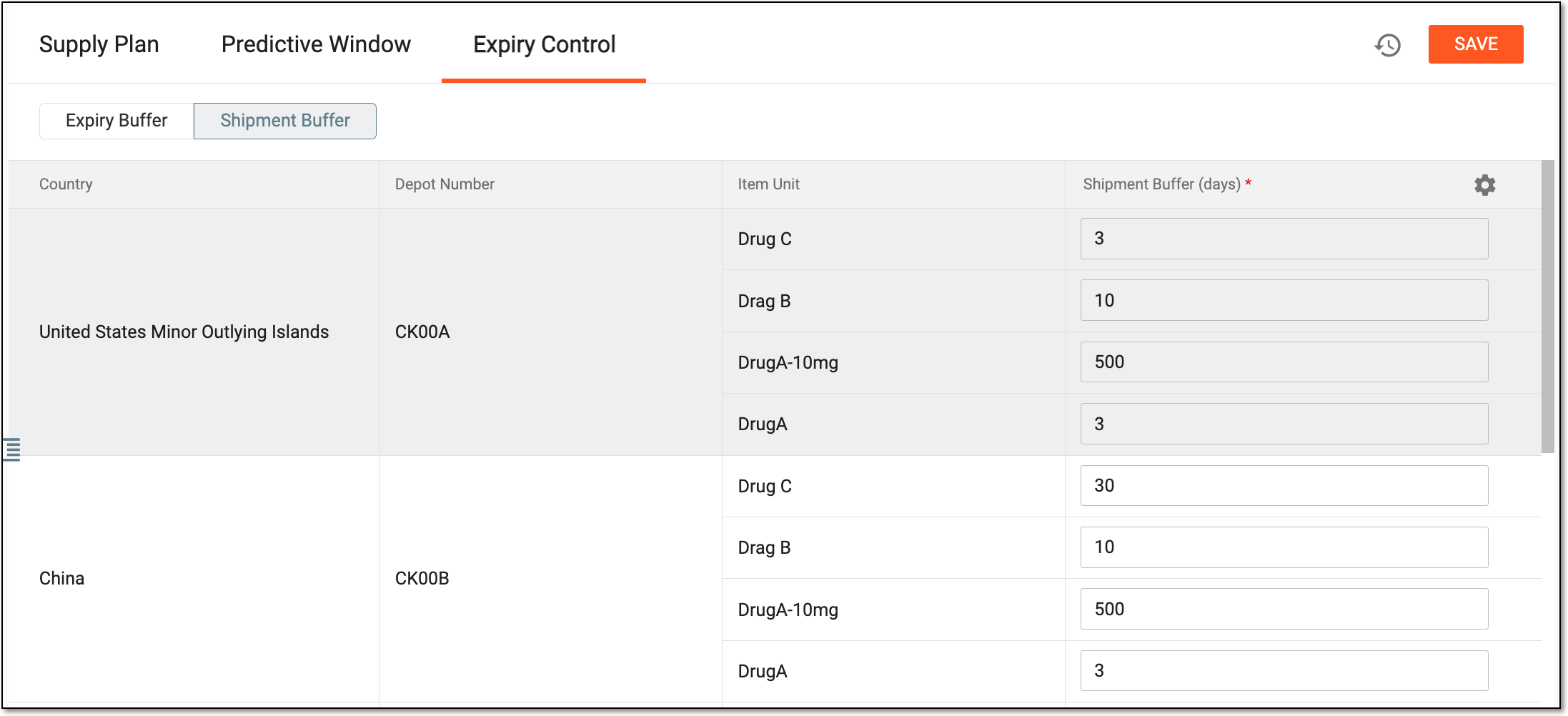Editing shipment buffer