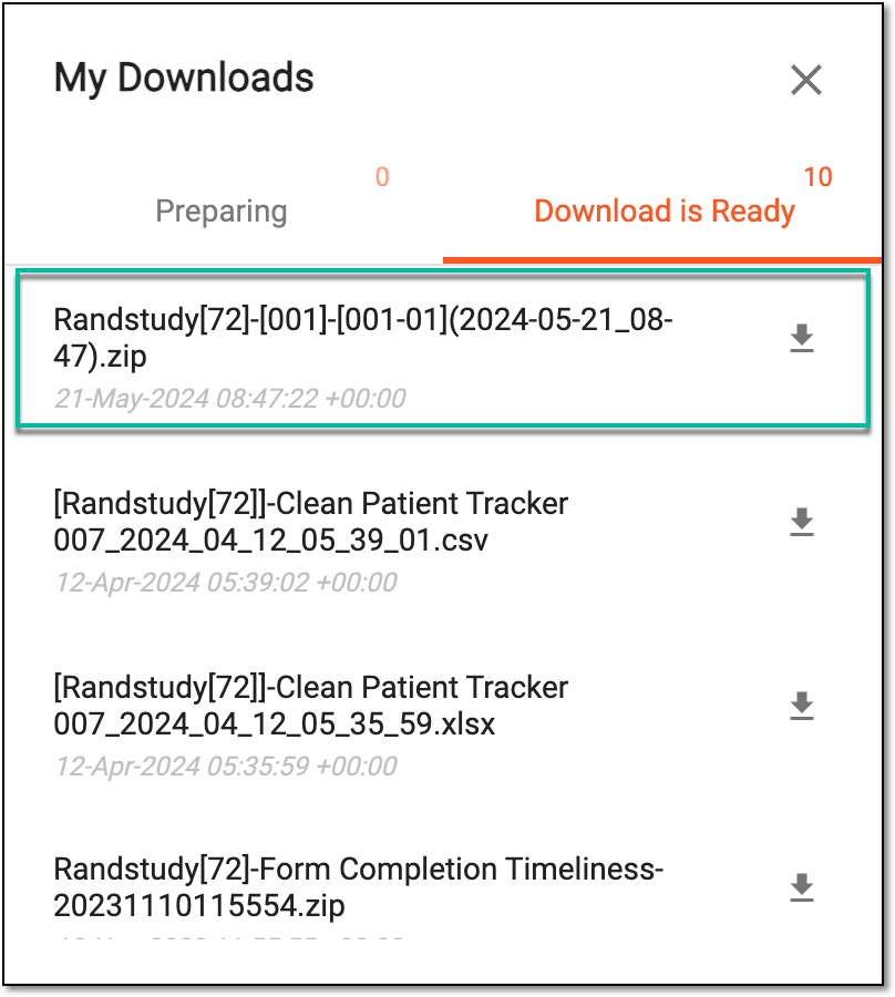 Viewing downloads